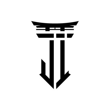 İlk logo geometrik modern Torii Kapısı Japon stili tasarımı ile izole edilmiş arka plan, minimalist geometrik Japon tarzı logo.