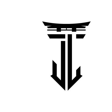 İlk logo geometrik modern Torii Kapısı Japon stili tasarımı ile izole edilmiş arka plan, minimalist geometrik Japon tarzı logo.