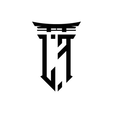 İlk logo geometrik modern Torii Kapısı Japon stili tasarımı ile izole edilmiş arka plan, minimalist geometrik Japon tarzı logo.