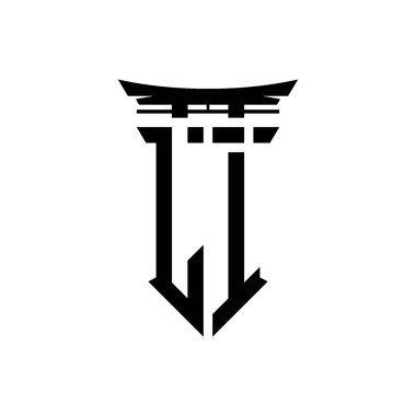 İlk logo geometrik modern Torii Kapısı Japon stili tasarımı ile izole edilmiş arka plan, minimalist geometrik Japon tarzı logo.
