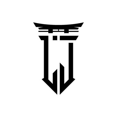 İlk logo geometrik modern Torii Kapısı Japon stili tasarımı ile izole edilmiş arka plan, minimalist geometrik Japon tarzı logo.