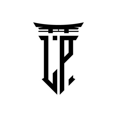 İlk logo geometrik modern Torii Kapısı Japon stili tasarımı ile izole edilmiş arka plan, minimalist geometrik Japon tarzı logo.