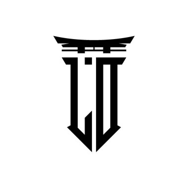 İlk logo geometrik modern Torii Kapısı Japon stili tasarımı ile izole edilmiş arka plan, minimalist geometrik Japon tarzı logo.