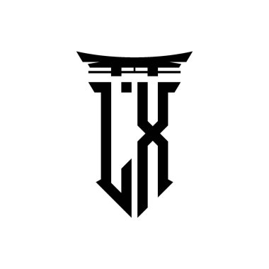 İlk logo geometrik modern Torii Kapısı Japon stili tasarımı ile izole edilmiş arka plan, minimalist geometrik Japon tarzı logo.