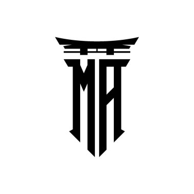 İlk logo geometrik modern Torii Kapısı Japon stili tasarımı ile izole edilmiş arka plan, minimalist geometrik Japon tarzı logo.