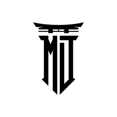 İlk logo geometrik modern Torii Kapısı Japon stili tasarımı ile izole edilmiş arka plan, minimalist geometrik Japon tarzı logo.