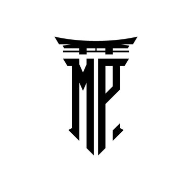 İlk logo geometrik modern Torii Kapısı Japon stili tasarımı ile izole edilmiş arka plan, minimalist geometrik Japon tarzı logo.