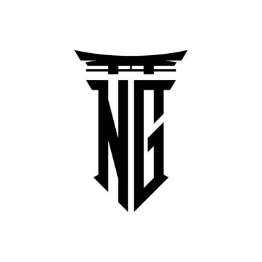 İlk logo geometrik modern Torii Kapısı Japon stili tasarımı ile izole edilmiş arka plan, minimalist geometrik Japon tarzı logo.