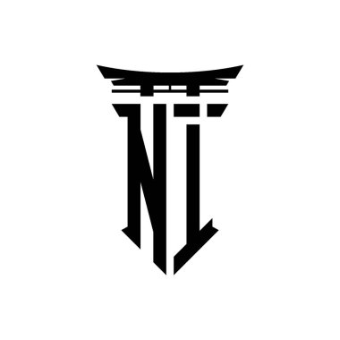 İlk logo geometrik modern Torii Kapısı Japon stili tasarımı ile izole edilmiş arka plan, minimalist geometrik Japon tarzı logo.