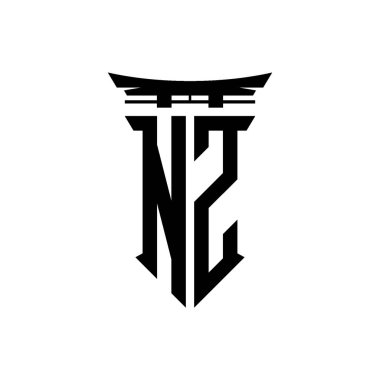 İlk logo geometrik modern Torii Kapısı Japon stili tasarımı ile izole edilmiş arka plan, minimalist geometrik Japon tarzı logo.
