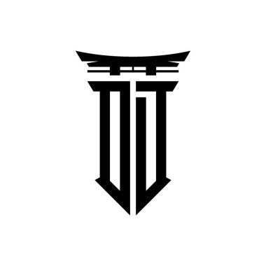İlk logo geometrik modern Torii Kapısı Japon stili tasarımı ile izole edilmiş arka plan, minimalist geometrik Japon tarzı logo.