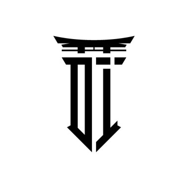 İlk logo geometrik modern Torii Kapısı Japon stili tasarımı ile izole edilmiş arka plan, minimalist geometrik Japon tarzı logo.