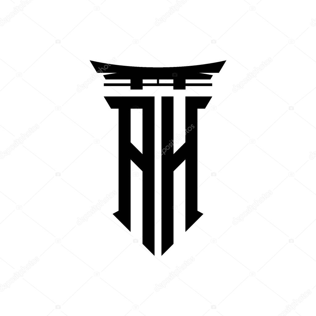 Logo initial monogram with geometric modern Torii Gate Japanese style design in isolated background, minimalist geometric japanese style logo.