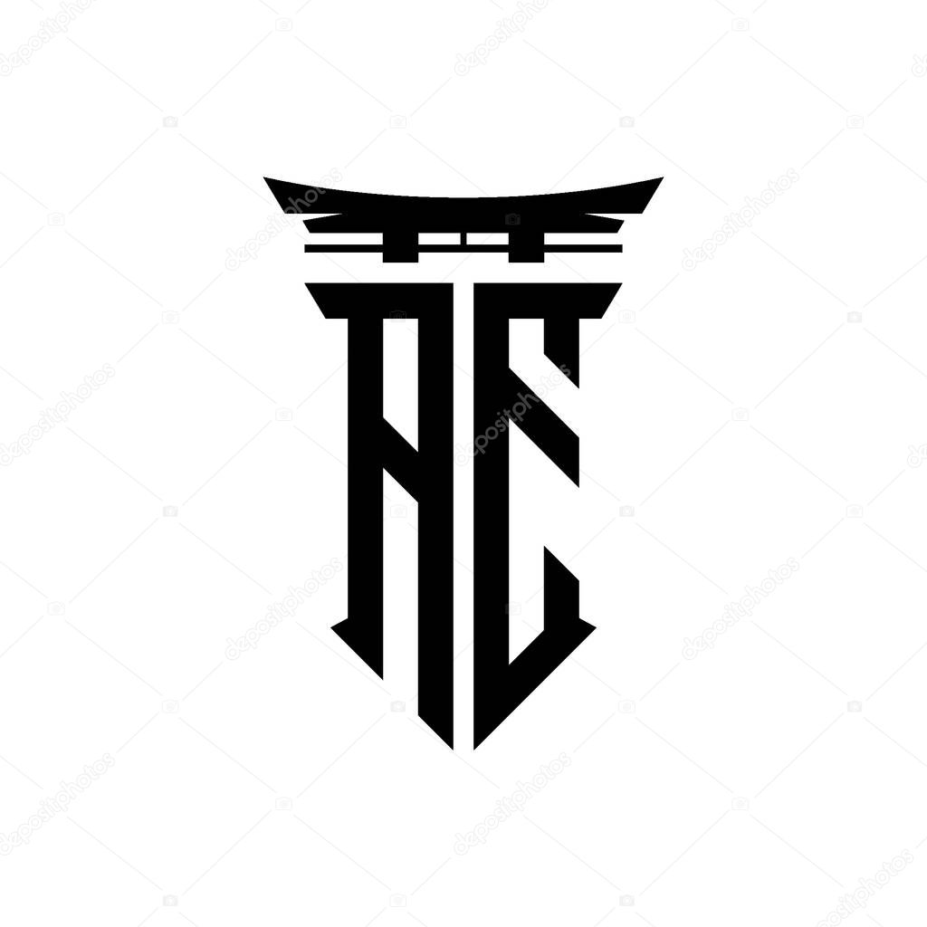 Logo initial monogram with geometric modern Torii Gate Japanese style design in isolated background, minimalist geometric japanese style logo.