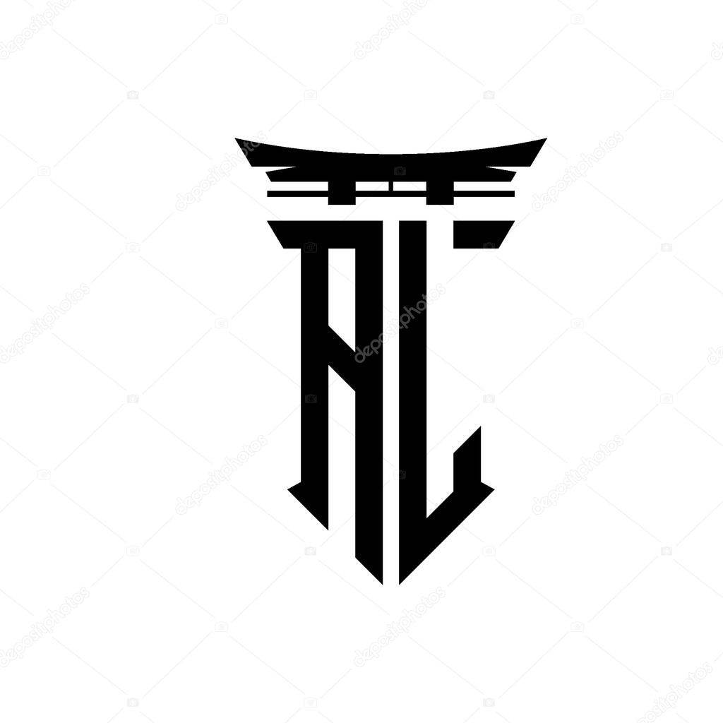 Logo initial monogram with geometric modern Torii Gate Japanese style design in isolated background, minimalist geometric japanese style logo.