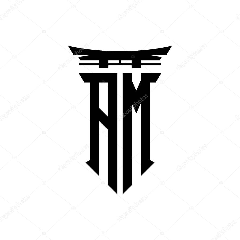 Logo initial monogram with geometric modern Torii Gate Japanese style design in isolated background, minimalist geometric japanese style logo.