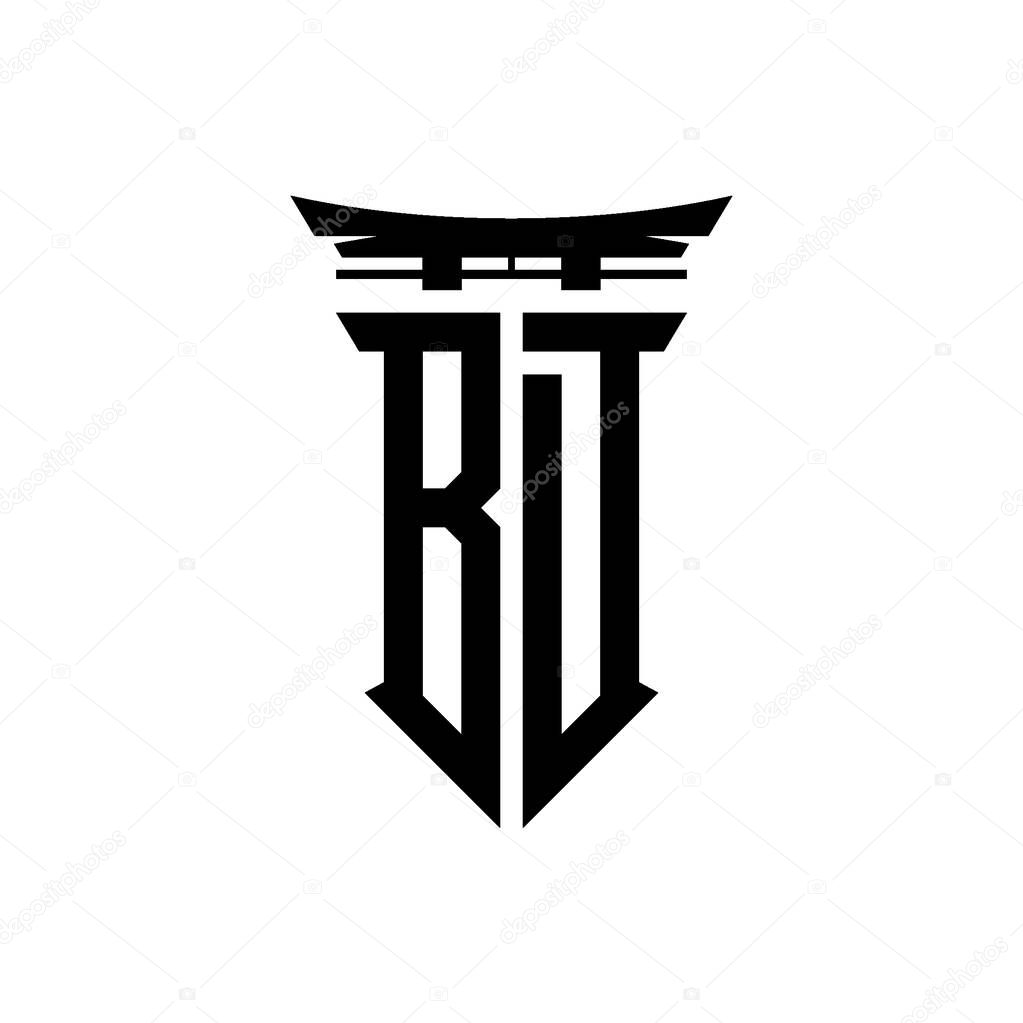Logo initial monogram with geometric modern Torii Gate Japanese style design in isolated background, minimalist geometric japanese style logo.