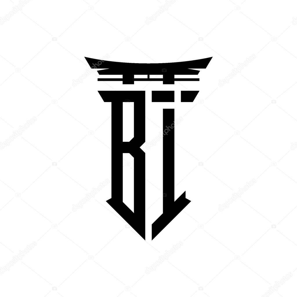 Logo initial monogram with geometric modern Torii Gate Japanese style design in isolated background, minimalist geometric japanese style logo.