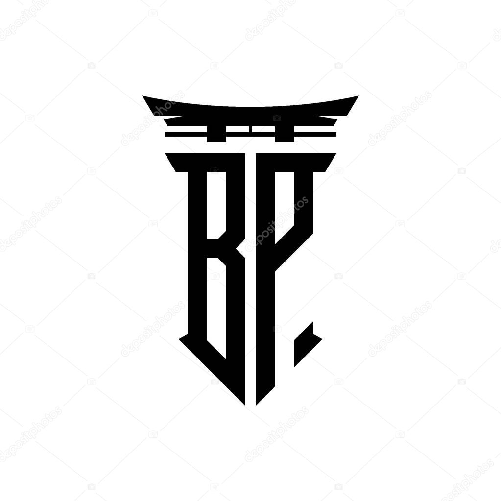 Logo initial monogram with geometric modern Torii Gate Japanese style design in isolated background, minimalist geometric japanese style logo.
