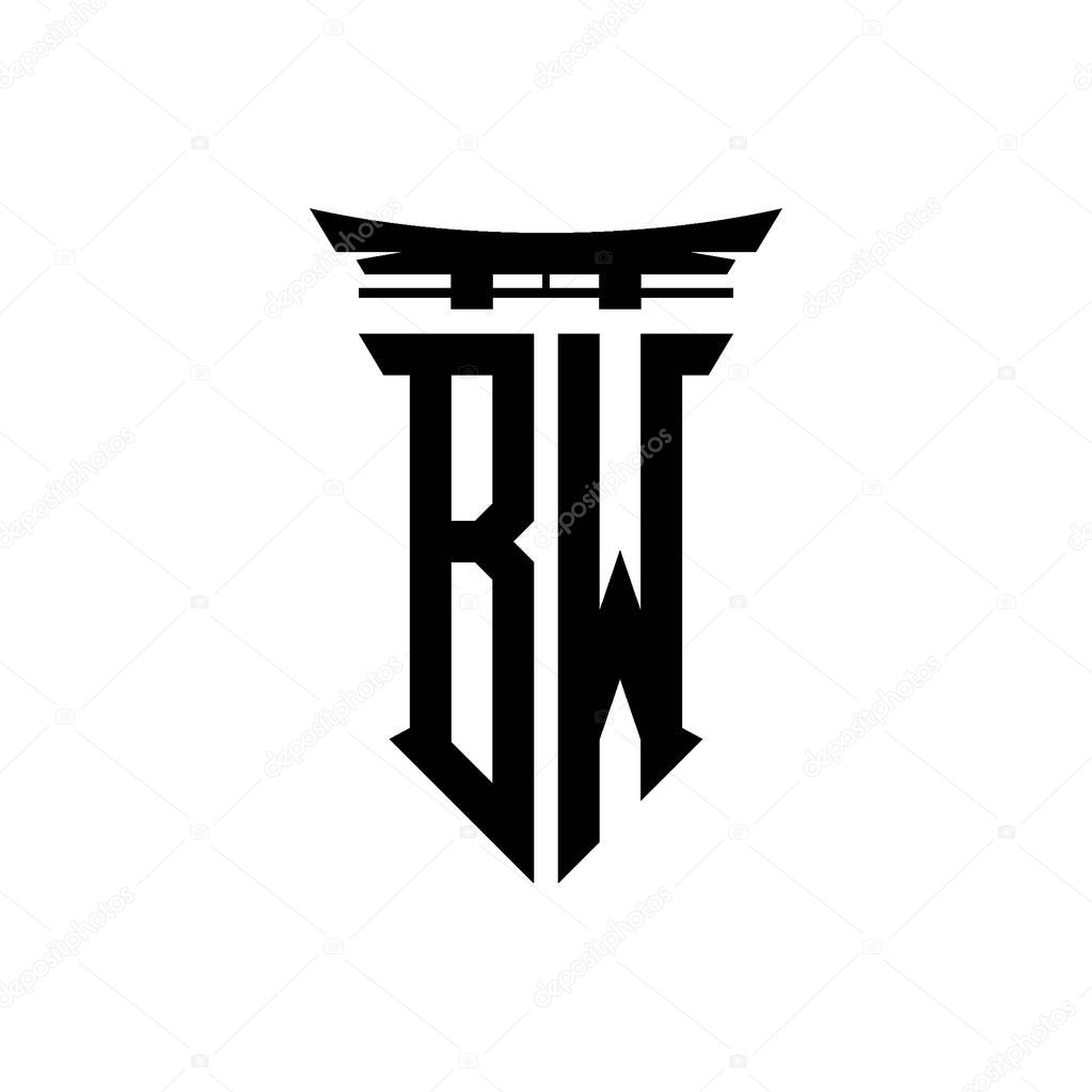 Logo initial monogram with geometric modern Torii Gate Japanese style design in isolated background, minimalist geometric japanese style logo.
