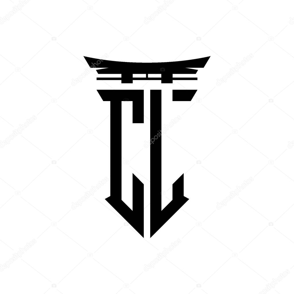 Logo initial monogram with geometric modern Torii Gate Japanese style design in isolated background, minimalist geometric japanese style logo.