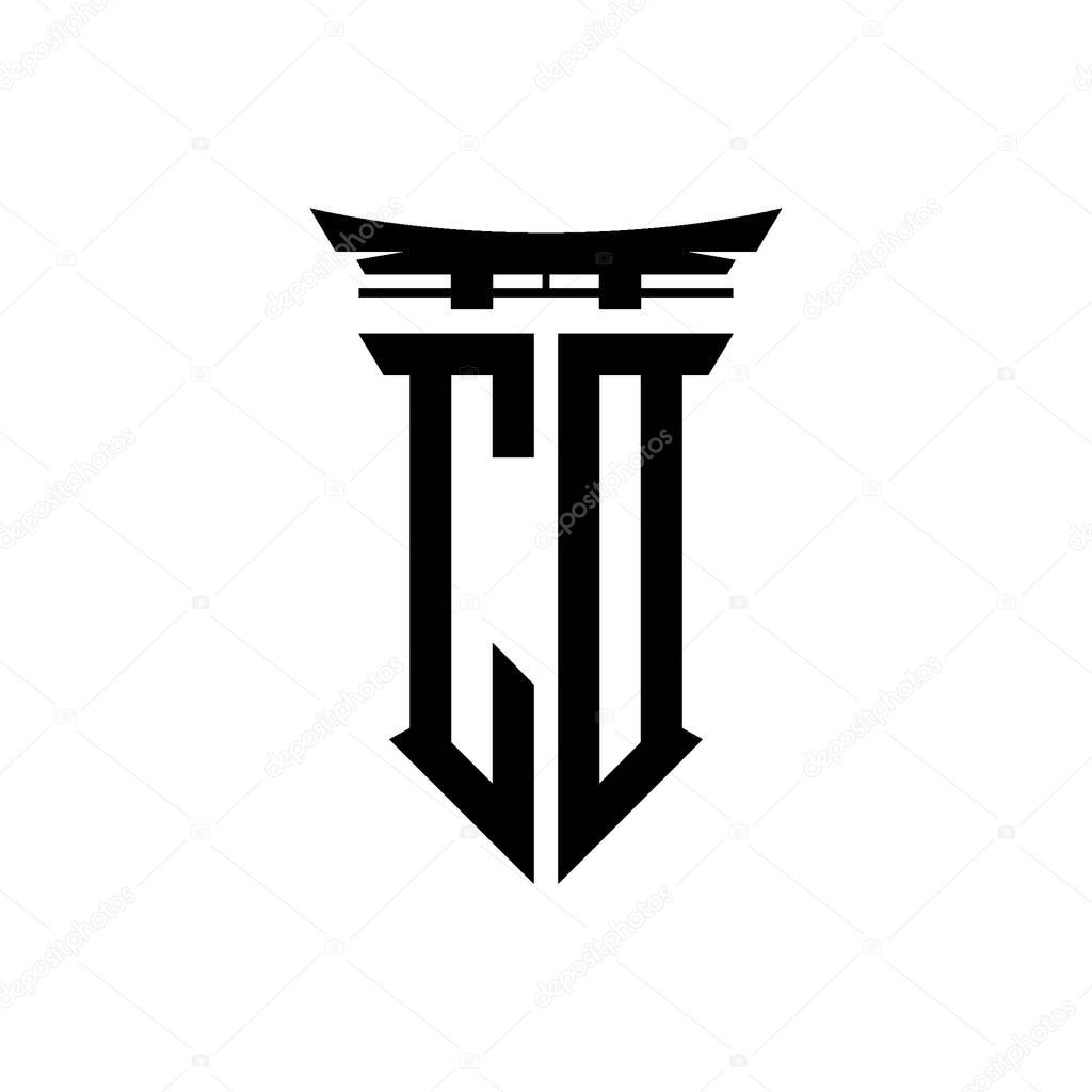Logo initial monogram with geometric modern Torii Gate Japanese style design in isolated background, minimalist geometric japanese style logo.