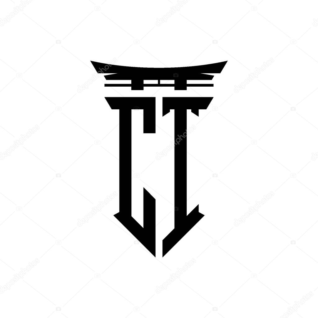 Logo initial monogram with geometric modern Torii Gate Japanese style design in isolated background, minimalist geometric japanese style logo.