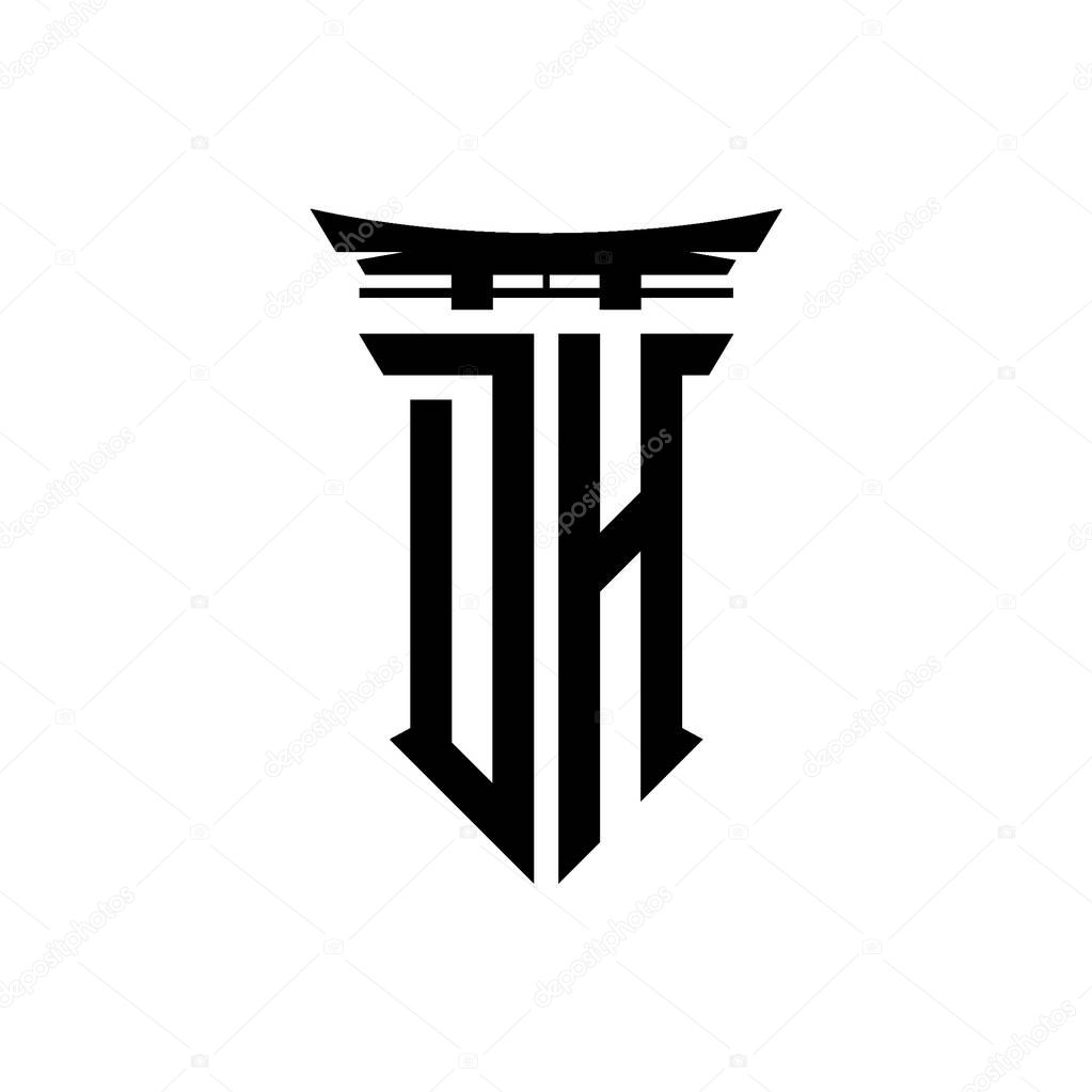 Logo initial monogram with geometric modern Torii Gate Japanese style design in isolated background, minimalist geometric japanese style logo.