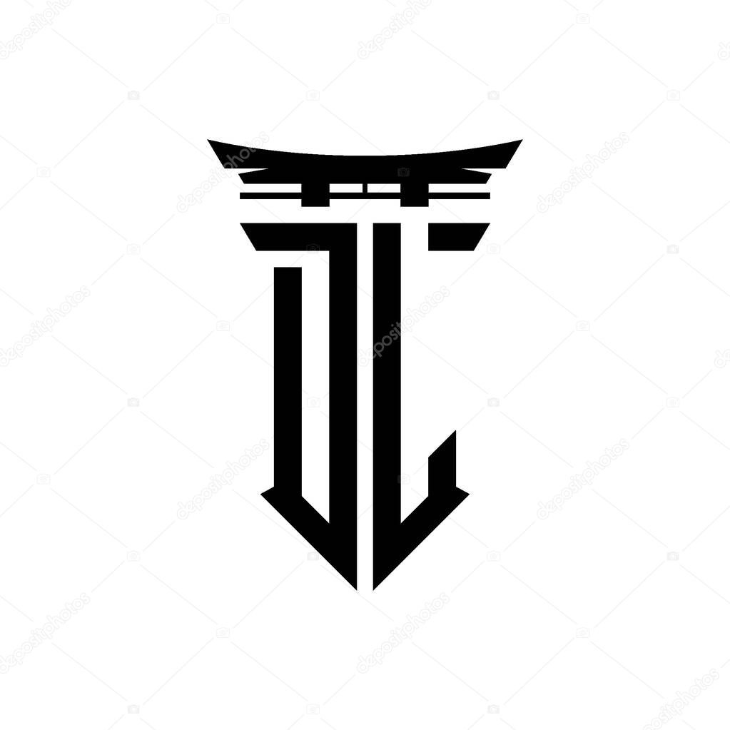 Logo initial monogram with geometric modern Torii Gate Japanese style design in isolated background, minimalist geometric japanese style logo.