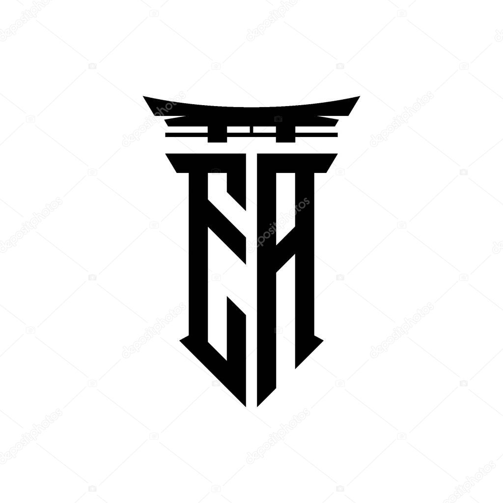 Logo initial monogram with geometric modern Torii Gate Japanese style design in isolated background, minimalist geometric japanese style logo.