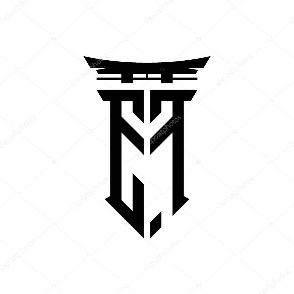 Logo initial monogram with geometric modern Torii Gate Japanese style design in isolated background, minimalist geometric japanese style logo.