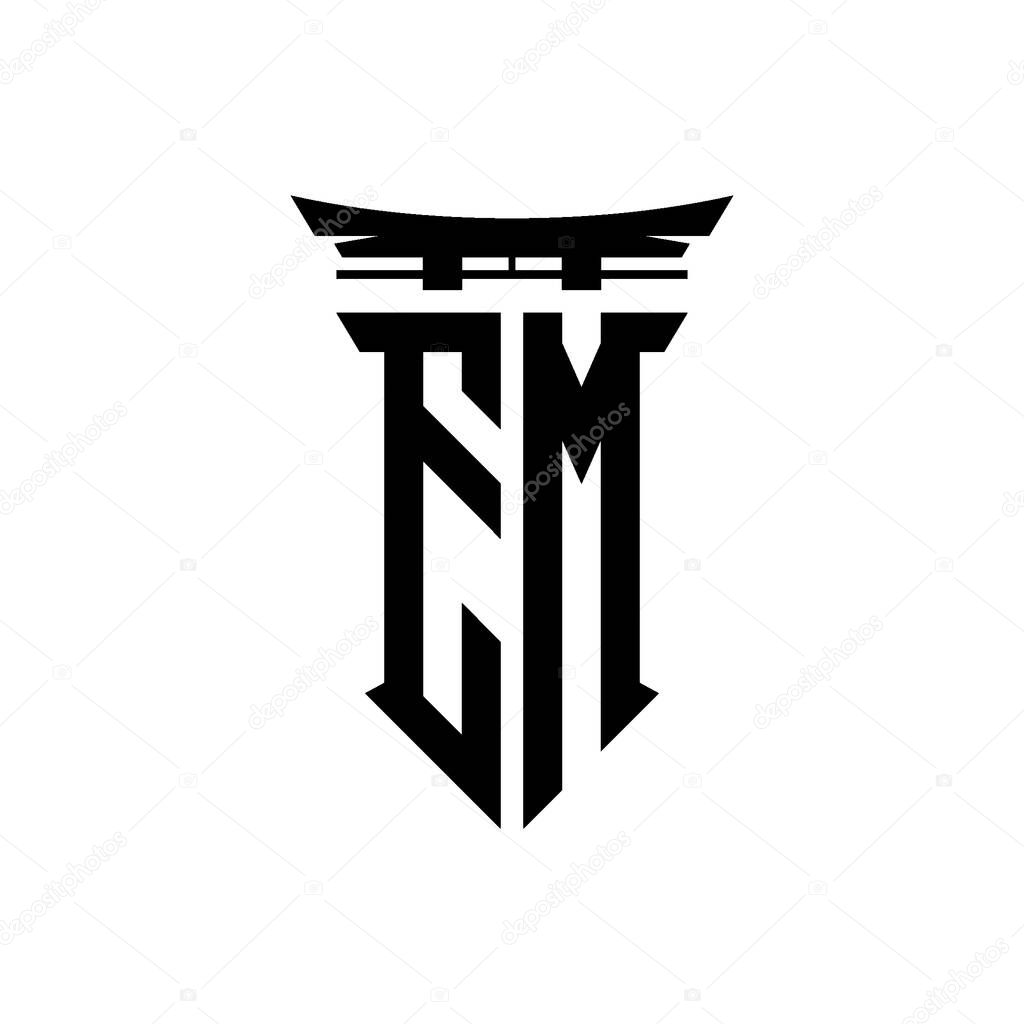 Logo initial monogram with geometric modern Torii Gate Japanese style design in isolated background, minimalist geometric japanese style logo.