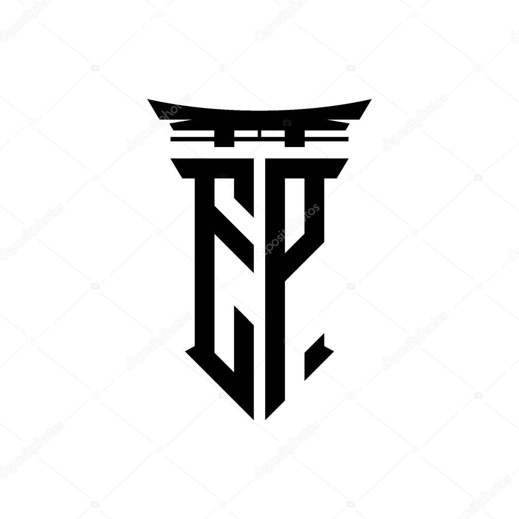 Logo initial monogram with geometric modern Torii Gate Japanese style design in isolated background, minimalist geometric japanese style logo.