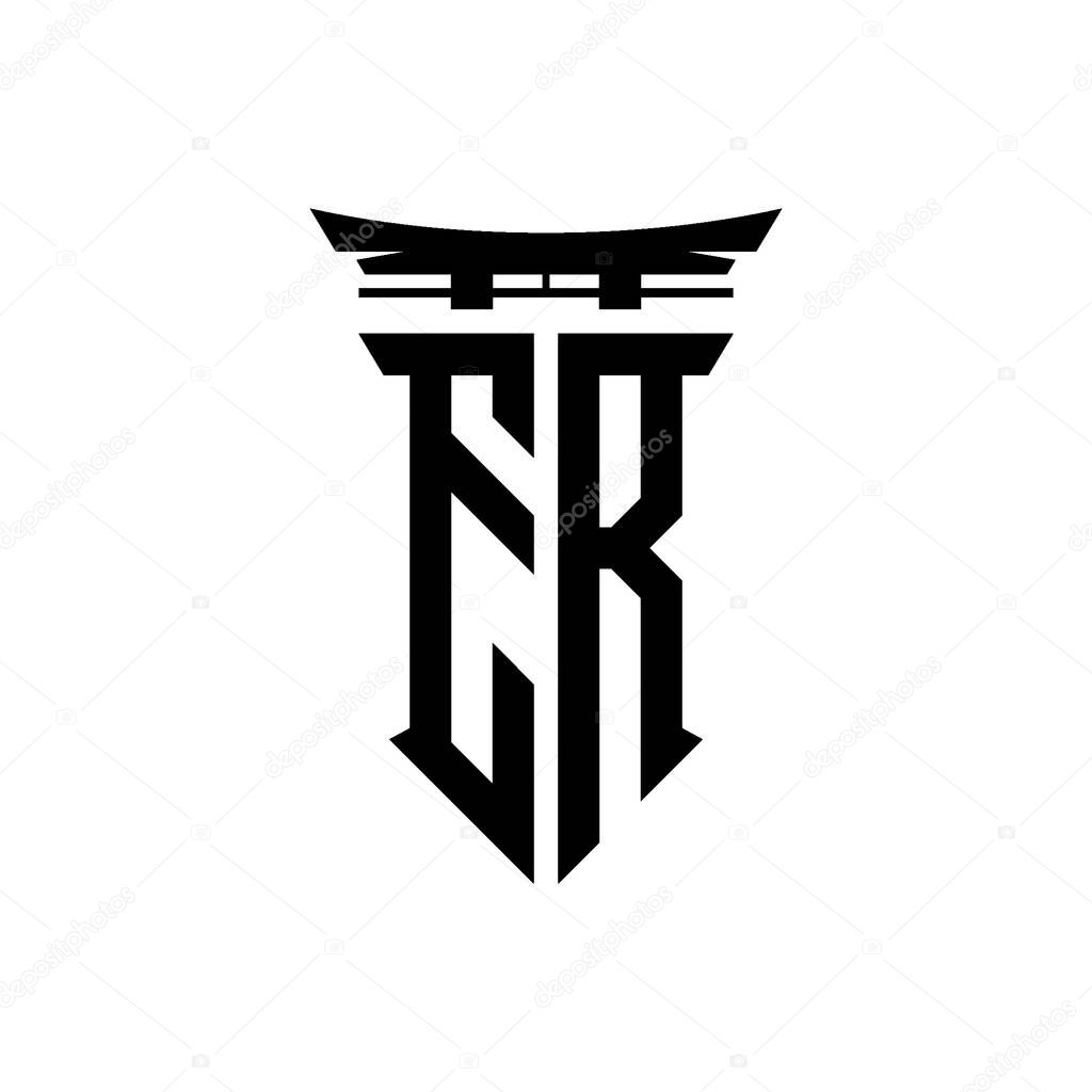 Logo initial monogram with geometric modern Torii Gate Japanese style design in isolated background, minimalist geometric japanese style logo.