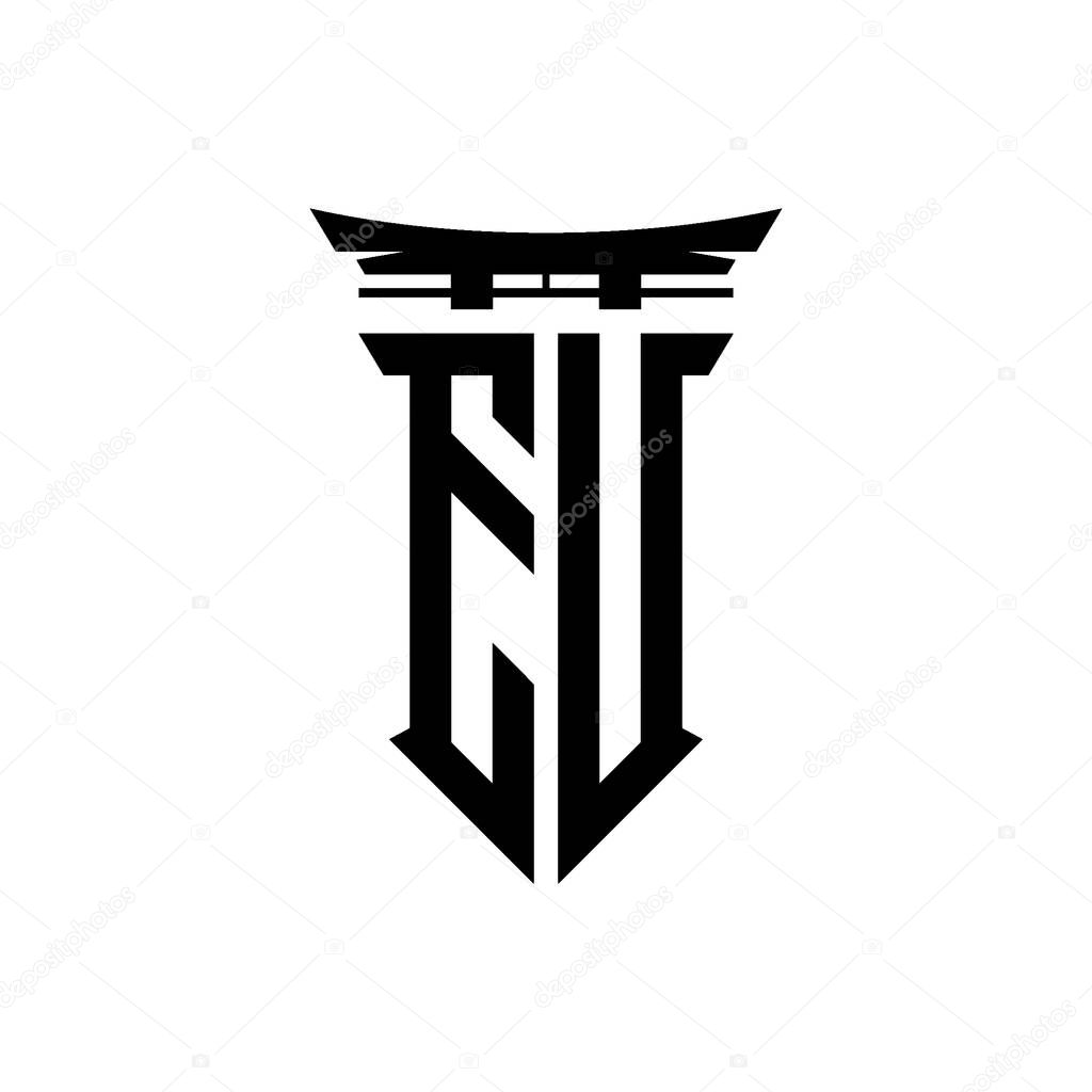 Logo initial monogram with geometric modern Torii Gate Japanese style design in isolated background, minimalist geometric japanese style logo.