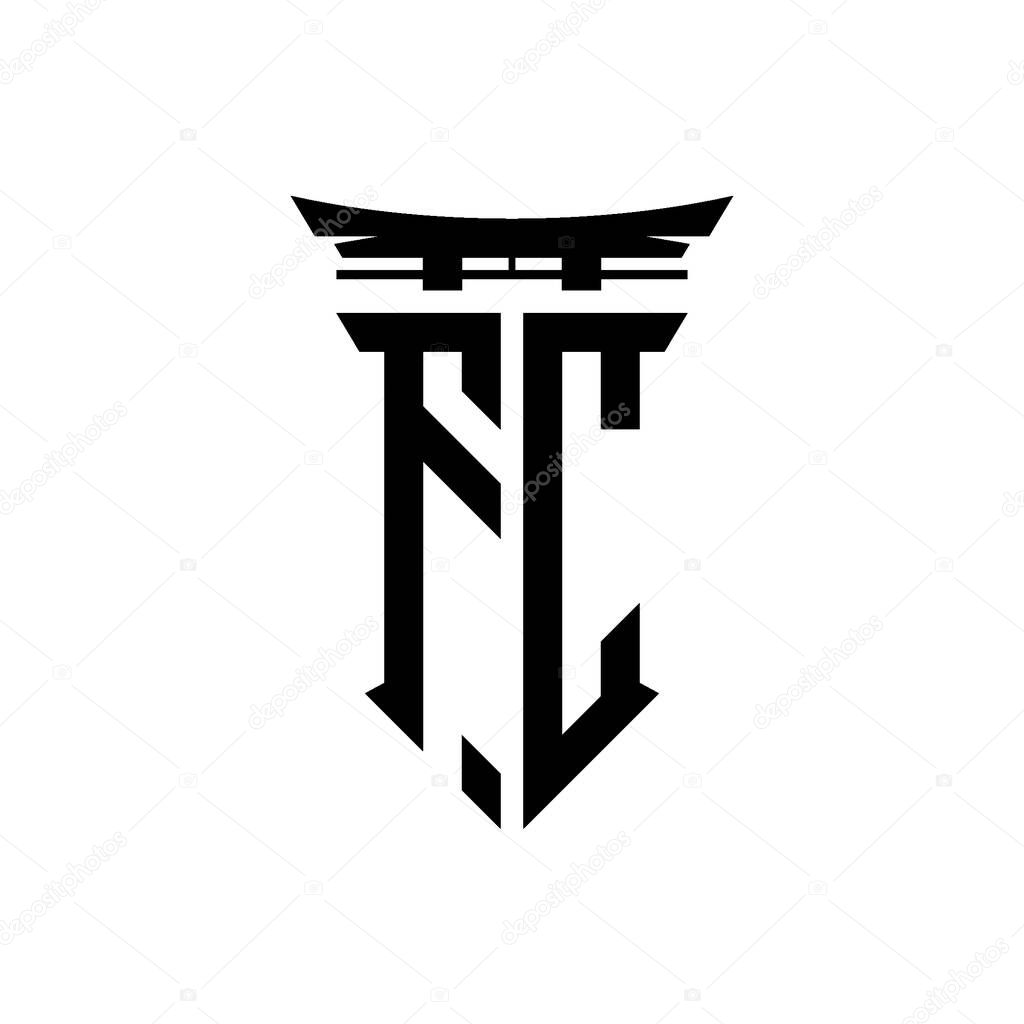Logo initial monogram with geometric modern Torii Gate Japanese style design in isolated background, minimalist geometric japanese style logo.