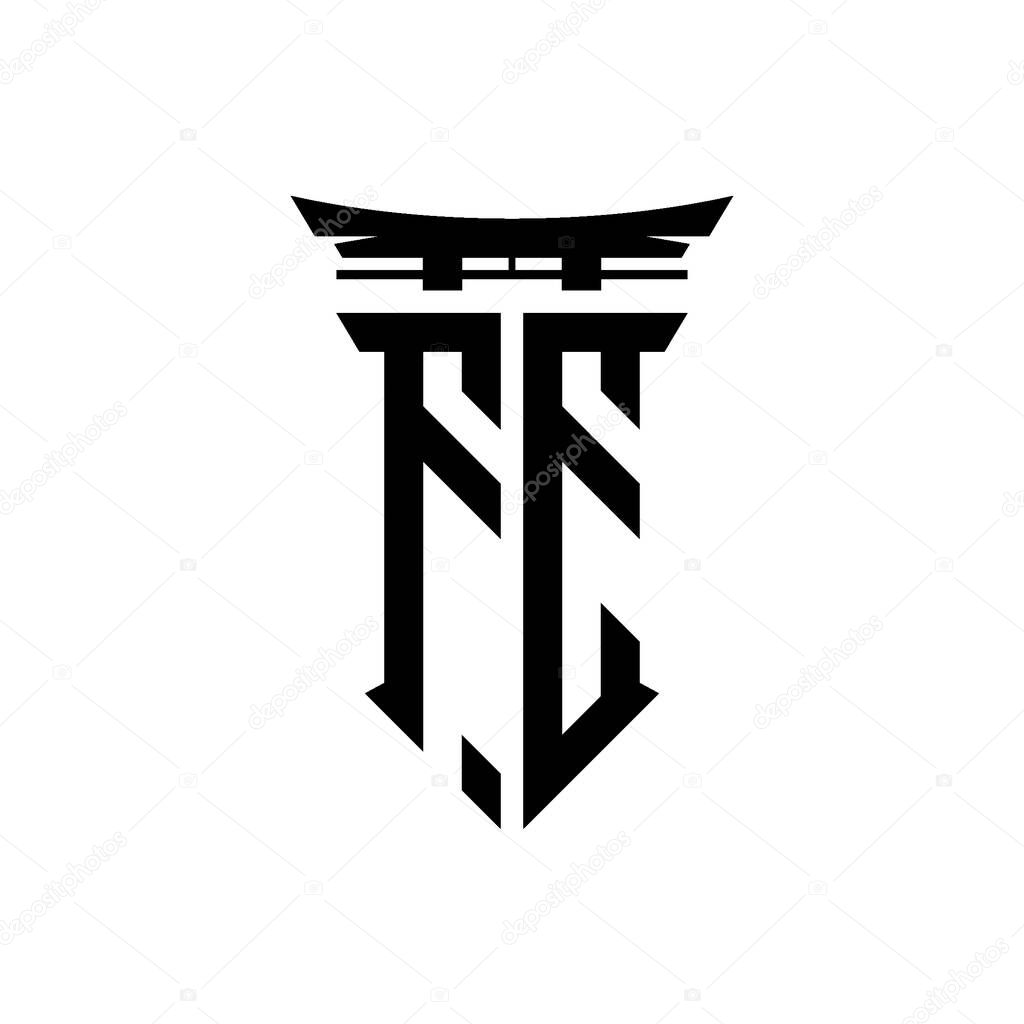 Logo initial monogram with geometric modern Torii Gate Japanese style design in isolated background, minimalist geometric japanese style logo.