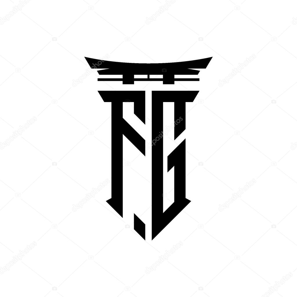 Logo initial monogram with geometric modern Torii Gate Japanese style design in isolated background, minimalist geometric japanese style logo.