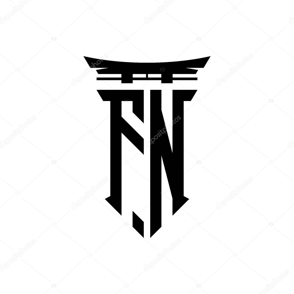 Logo initial monogram with geometric modern Torii Gate Japanese style design in isolated background, minimalist geometric japanese style logo.