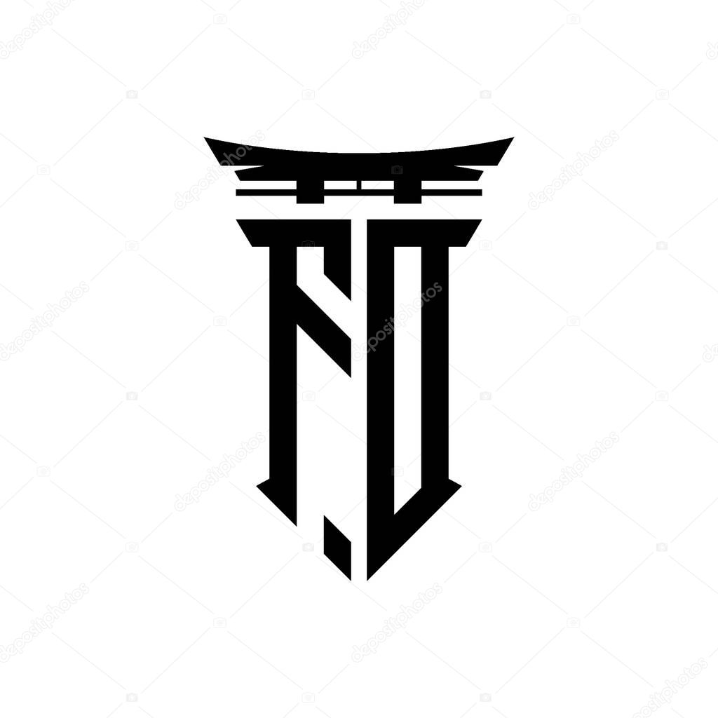 Logo initial monogram with geometric modern Torii Gate Japanese style design in isolated background, minimalist geometric japanese style logo.