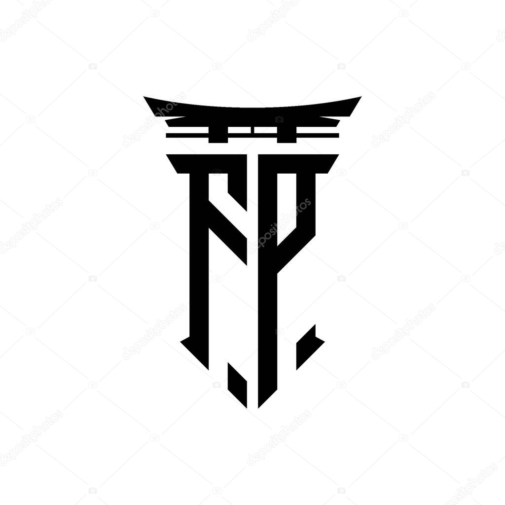 Logo initial monogram with geometric modern Torii Gate Japanese style design in isolated background, minimalist geometric japanese style logo.