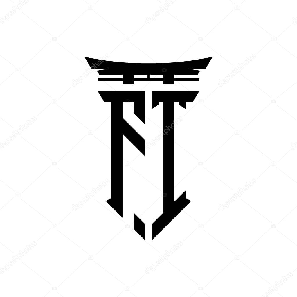 Logo initial monogram with geometric modern Torii Gate Japanese style design in isolated background, minimalist geometric japanese style logo.