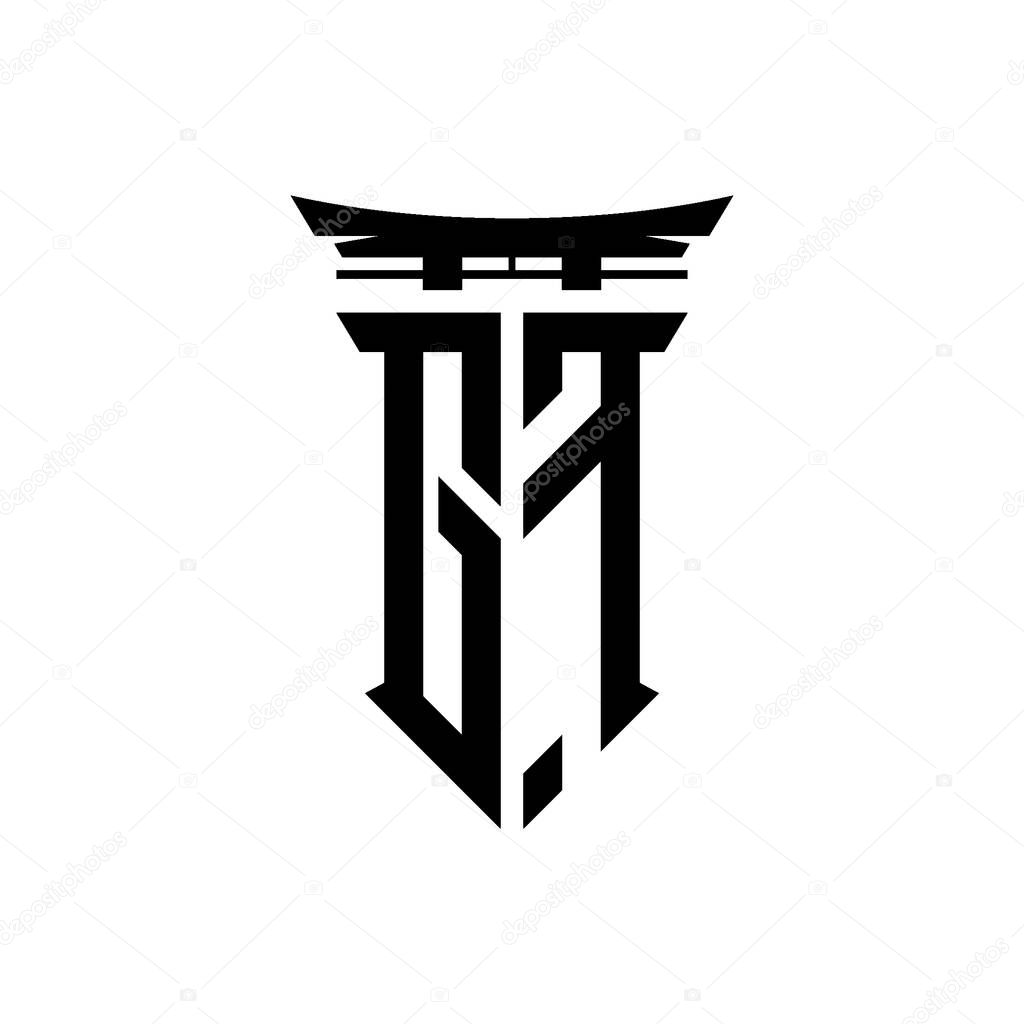 Logo initial monogram with geometric modern Torii Gate Japanese style design in isolated background, minimalist geometric japanese style logo.