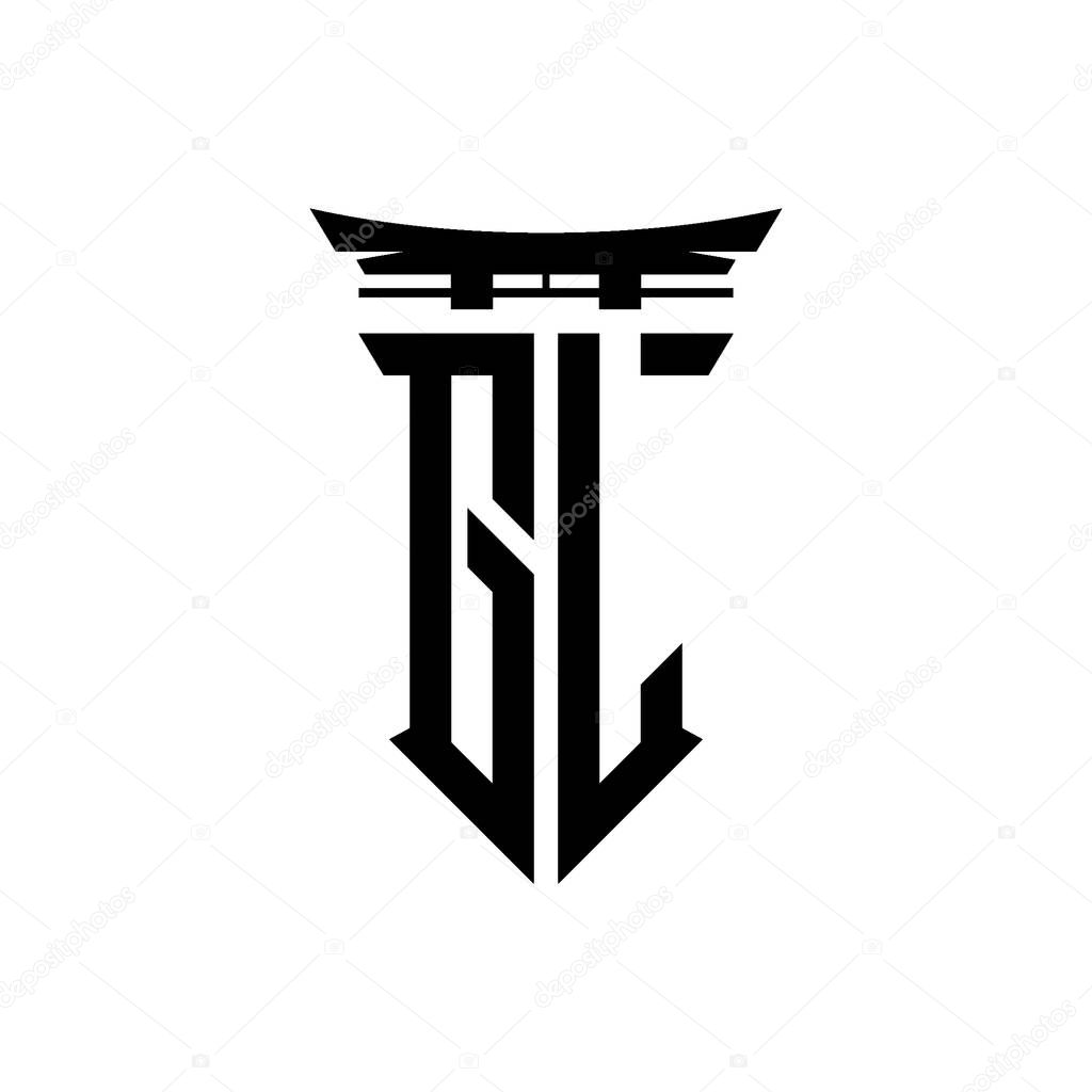 Logo initial monogram with geometric modern Torii Gate Japanese style design in isolated background, minimalist geometric japanese style logo.