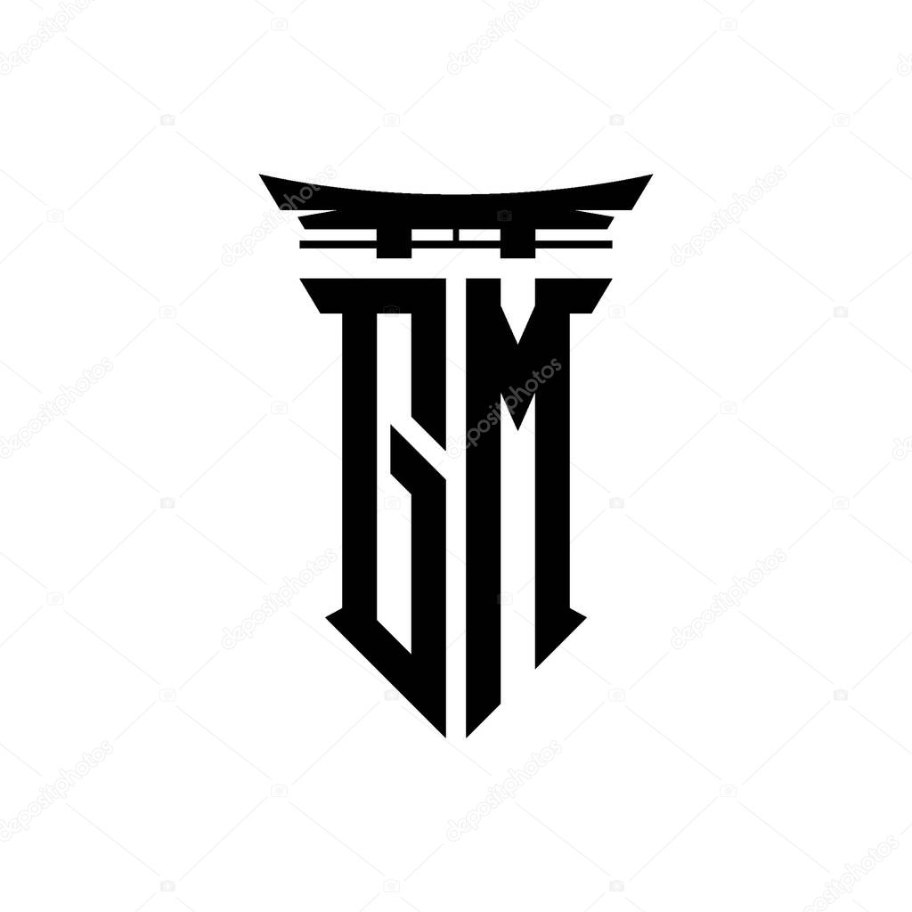 Logo initial monogram with geometric modern Torii Gate Japanese style design in isolated background, minimalist geometric japanese style logo.