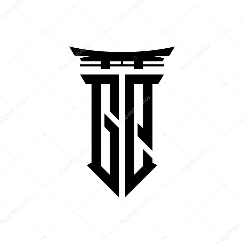 Logo initial monogram with geometric modern Torii Gate Japanese style design in isolated background, minimalist geometric japanese style logo.