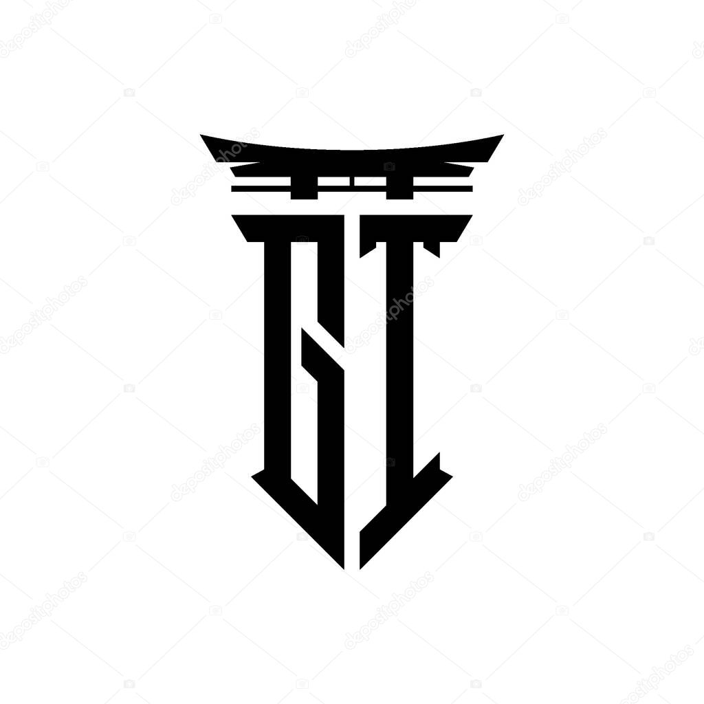 Logo initial monogram with geometric modern Torii Gate Japanese style design in isolated background, minimalist geometric japanese style logo.
