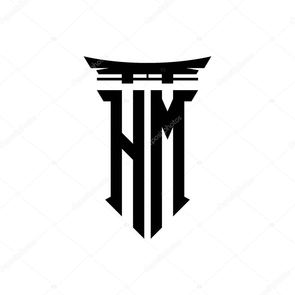 Logo initial monogram with geometric modern Torii Gate Japanese style design in isolated background, minimalist geometric japanese style logo.
