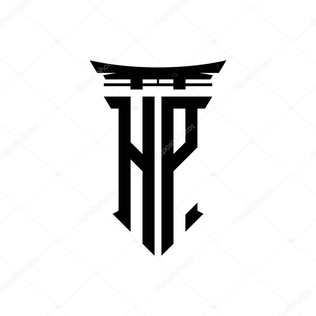 Logo initial monogram with geometric modern Torii Gate Japanese style design in isolated background, minimalist geometric japanese style logo.