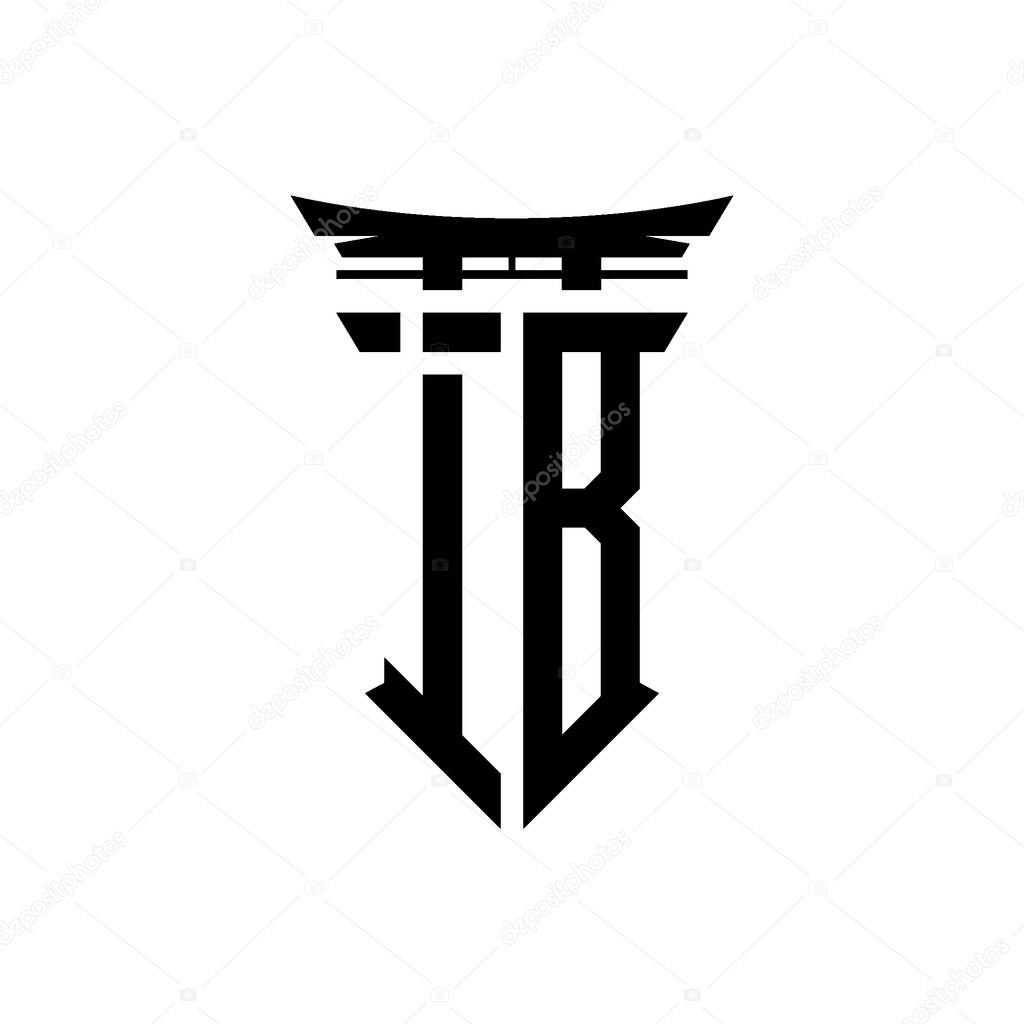 Logo initial monogram with geometric modern Torii Gate Japanese style design in isolated background, minimalist geometric japanese style logo.